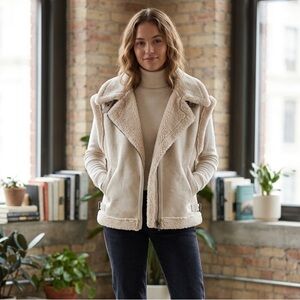 Women's Cream Shearling Vest